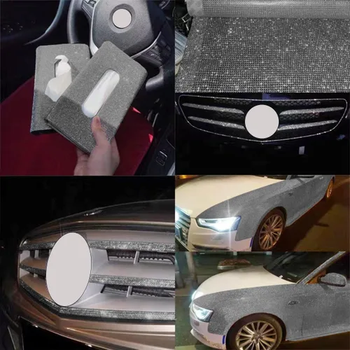Vista 2 de 4 piezas de protectores de borde de puerta de coche con brillo, pegatinas de tira anticolisión para puerta lateral de auto con diamantes, cinta