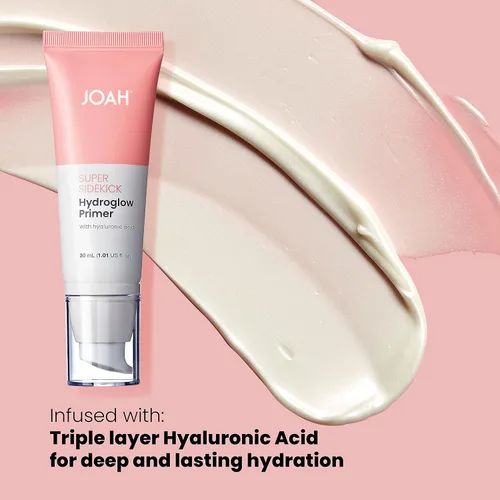 Vista 3 de JOAH Super Sidekick Hydroglow - Base de maquillaje con ácido hialurónico para un acabado brillante y húmedo, hidratante de larga duración e
