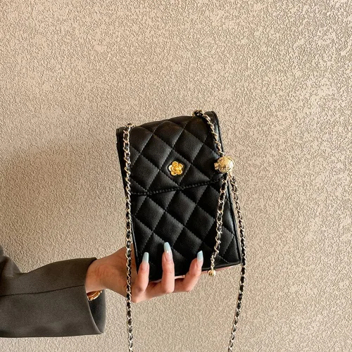 Vista 2 de Bolso de hombro con solapa cuadrada para mujer, correa de cadena elegante, bolso de mano cruzado