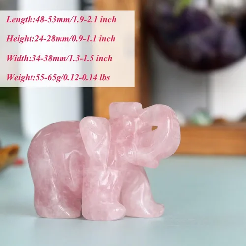 Vista 6 de YATOJUZI - Figura de elefante de cuarzo rosa de 5 cm decorativa, cristal curativo rosa, lindo, natural, tallado a mano, pulido, estatua de gema
