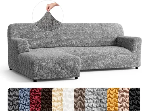 Vista 14 de PAULATO BY GA.I.CO. Funda de sofá modular, funda para sofá chaise longue en forma de L, fundas lavables para sofá esquinero, funda elástica de Gris
