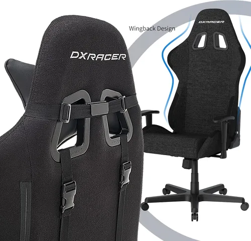 Vista 7 de DXRacer Formula - Silla ergonómica para computadora y videojuegos, reposacabezas de espuma viscoelástica, soporte lumbar, tela resistente al agua