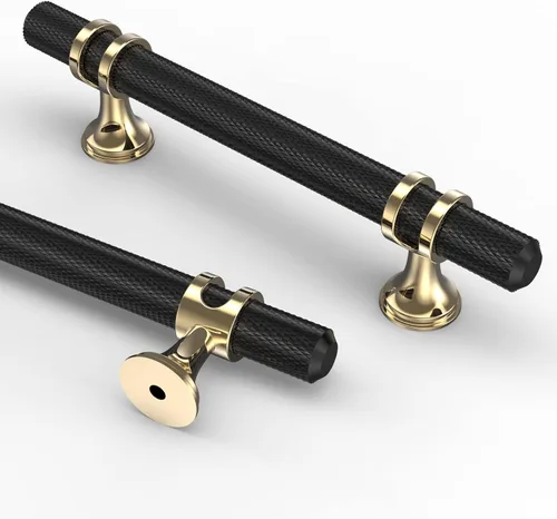 Vista 18 de Asidrama - Paquete de 10 manijas para gabinete de cocina de 3 pulgadas (76mm) de color negro mate y bronce champán, tiradores para gabinete