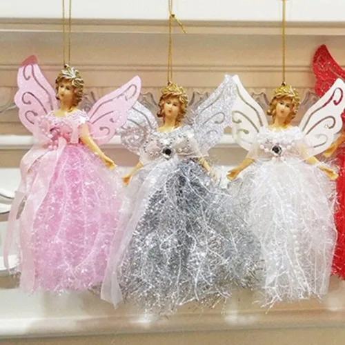 Vista 3 de Ochine Adornos de ángel para árbol de Navidad, decoración colgante de muñeca linda para adorno de árbol de Navidad