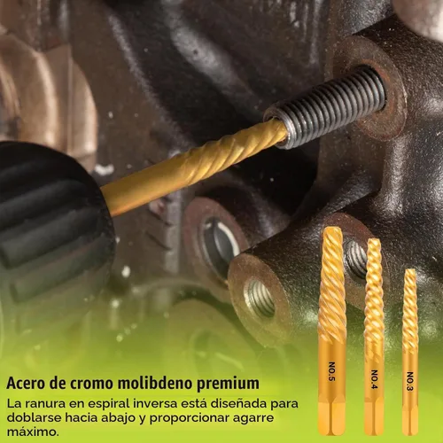 Vista 5 de Juego de extractor de tornillos dañados, juego de 7 piezas de extractor de pernos fácil de quitar para quitar fácilmente pernos rotos, tornillos