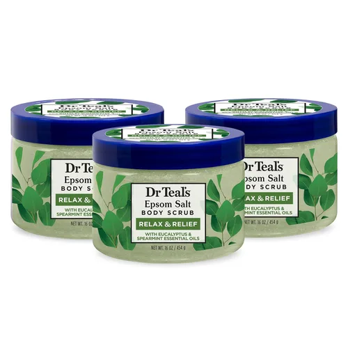 Vista 11 de Dr Teal's Exfoliante corporal con sal del Himalaya rosa, resplandor y resplandor con sal pura de Epsom y aceites esenciales cítricos, 16 onzas