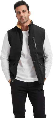 Vista 17 de XinYangNi Chaleco de invierno con forro polar para hombre, chaqueta de burbujas cálida e informal