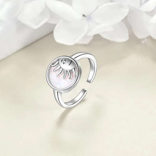 Vista 2 de YFN Anillos de plata de ley con diseño de animales, anillos abiertos ajustables, regalos de joyería para mujeres y hombres