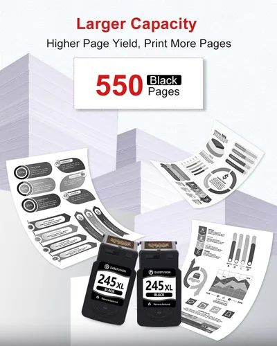 Vista 4 de EaseFusion - Cartuchos de tinta 245XL de repuesto para cartuchos de tinta negra 245XL de Canon, 245 XL, PG-245, PG-245XL para impresoras Canon Pixma