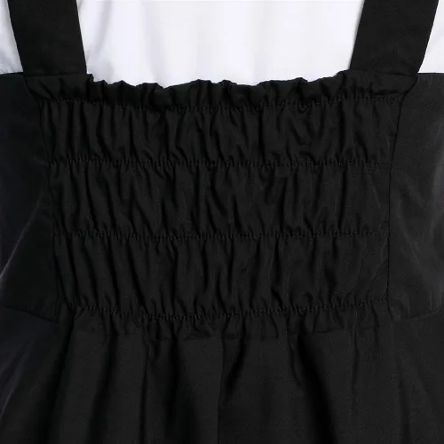 Vista 6 de Vestido Lolita negro para mujer, talla grande, línea A, cintura alta, conjunto de falda de anime, trajes de sirvienta, disfraz de Halloween y cosplay