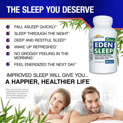 Vista 5 de Eden Daily Sleep [Nueva fórmula libre de GABA] - Duerme más rápido, relaja tu cuerpo, promueve un sueño profundo y reparador (30 cápsulas veganas)
