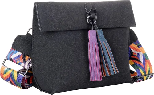 Vista 7 de QZUnique Bolso bandolera mediano de nobuck para mujer con borla colorida