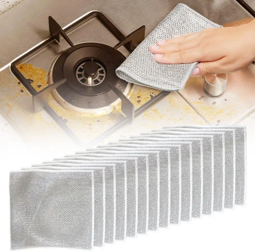 Vista 10 de Pousbo Trapos multiusos para lavar platos, paños de alambre de metal para lavar platos, toallas limpias, trapos de limpieza de alambre de primera