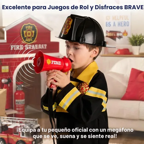 Vista 5 de Megáfono de bomberos de juguete para niños con sonido de sirena Micrófono de juguete manual