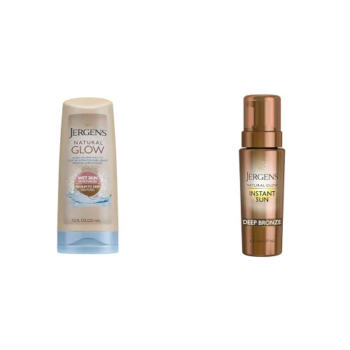 Vista 16 de Humectante para piel húmeda Natural Glow de la marca Jergens Bronceado sin sol, aplicación de piel húmeda, desarrollo gradual de color, resultados