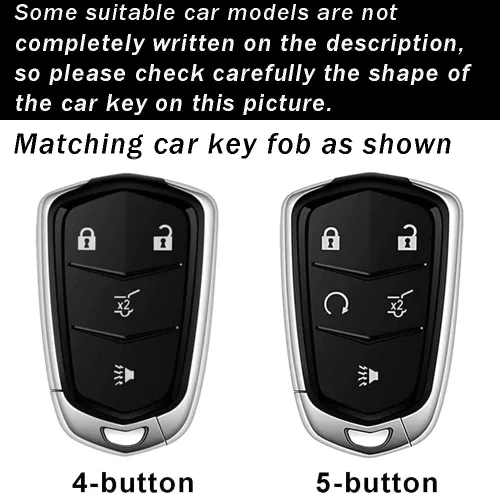 Vista 2 de ontto Funda de cuero de 4 botones compatible con Cadillac Smart Remote Key Shell Metal Key Case para SRX XT4 XT5 XT6 CTS CT6 ATS XTS Accesorios