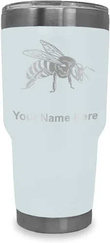 Vista 34 de LaserGram Vaso aislado al vacío de 20 onzas, abeja miel, grabado personalizado incluido (negro)