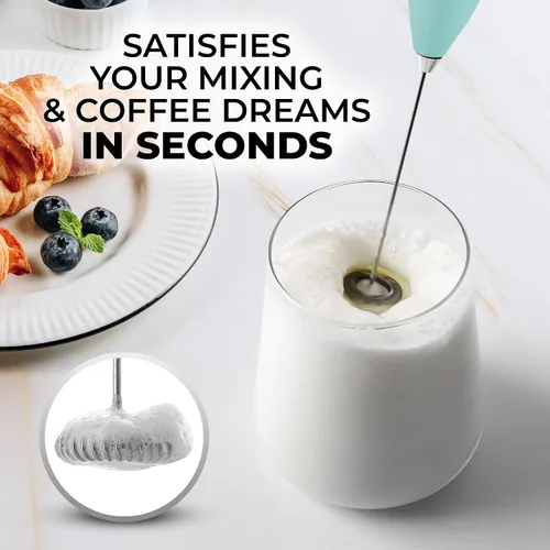 Vista 558 de Zulay Milk Boss Espumador de leche potente manual, hace espuma para latte, batidor para mezclar bebidas, café, miniespumador para capuchino, frappé