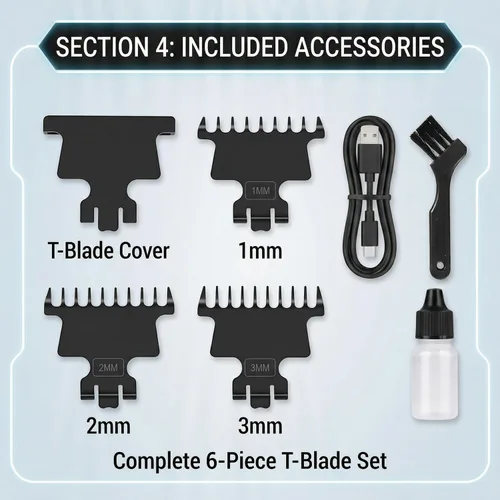 Vista 5 de 2299 Cortadora de pelo para hombres, kit de corte de pelo profesional inalámbrico para barbero, recargable por USB