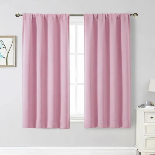 Vista 25 de Cortinas opacas para dormitorio, sala de estar, juego de 2 paneles de 54 pulgadas de largo, cortinas de oscurecimiento de habitación con aislamiento