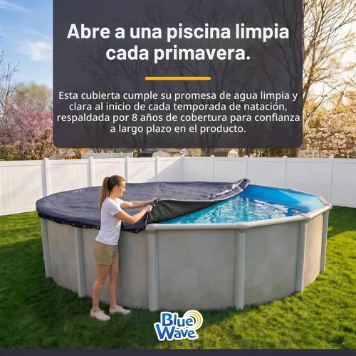 Vista 8 de Blue Wave Cubierta redonda de piscina para invierno de 18 pies, grado Bronce, 8 años – Polietileno duradero y resistente al clima – 4 pies