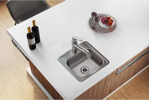 Vista 2 de Elkay D11515 Dayton Fregadero de Cocina de Acero Inoxidable de 15" con Instalación Empotrada de Una Sola Cubeta - 1 Orificio para Grifo