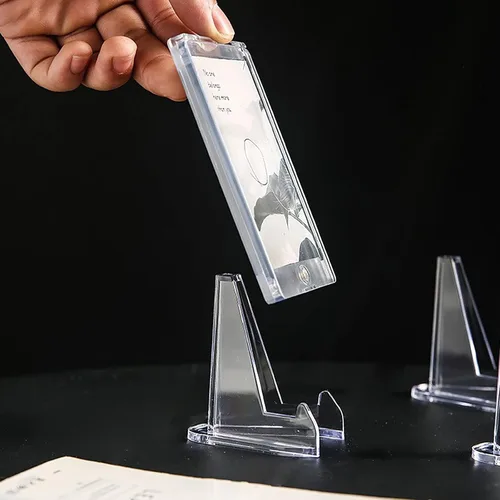 Vista 5 de Soportes de tarjetas de acrílico, soporte para monedas, mini caballete acrílico, soporte para exhibir monedas, relojes de bolsillo, cápsulas