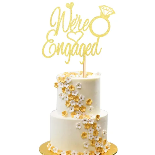 Vista 10 de Just Engaged - Decoración de pastel para decoración de fiesta de compromiso, letrero de anillo de compromiso, decoración de pastel de despedida