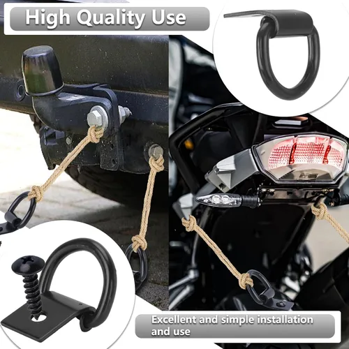 Vista 7 de 6 Pcs D-Ring Tie Down Anchors Black 1/4 inch Heavy Duty D Ring with Screws Surface Mount Hooks for Truck Trailer Camper Warehouse
