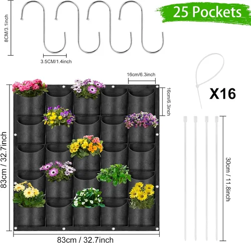 Vista 6 de Macetas colgantes mejoradas para transformar tu espacio, un paquete de 25 macetas verticales de pared de jardín
