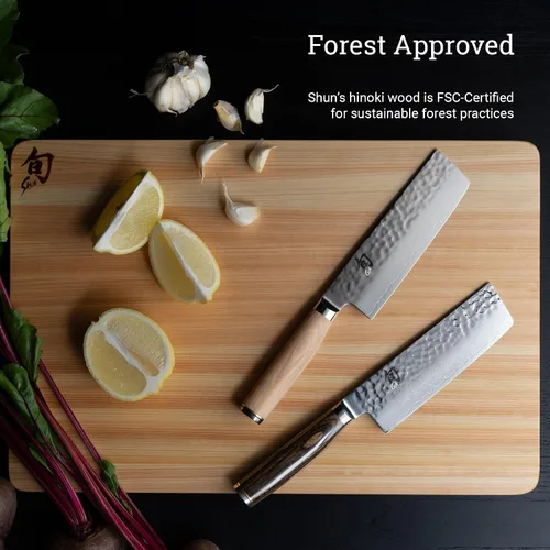 Vista 6 de Shun Cutlery - Tabla de cortar pequeña Hinoki, 10.75" x 8.25" pequeña tabla de cortar japonesa de madera para cocina, madera medianamente suave que