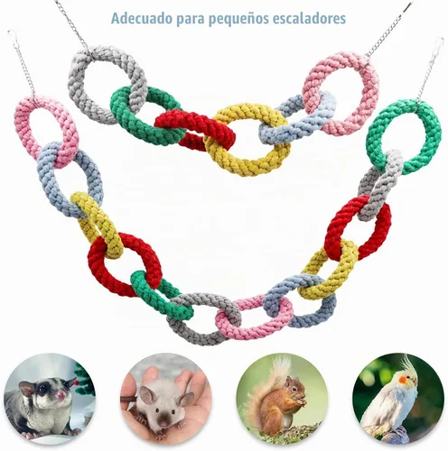 Vista 3 de Juguetes de planeador de azúcar, anillo de cuerda de algodón colgante para mascotas, juguetes de rata, accesorios de jaula de planeador de azúcar