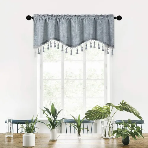 Vista 19 de Cortinas de doble cara de felpilla para cortina de cocina, cenefa para sala de estar