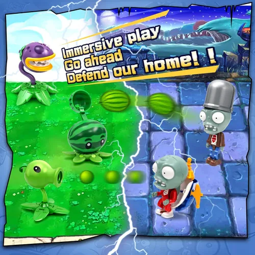 Vista 3 de Maikerry PVZ - Juego de figuras de acción – Juguetes ensamblados, juego de regalo, para fanáticos, fiestas, cumpleaños, juguetes para niños y niñas