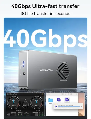 Vista 13 de ACASIS Carcasa SSD NVMe M.2 de 40 Gbps, instalación sin herramientas, carcasa NVMe para M1/M2/Pro/Max, compatible con USB4/3.2/3.1/3.0/2.0