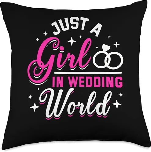 Vista 4 de Happily Ever After & Co Just A Girl World Wedding Bride Throw Pillow, 16x16, Multicolor