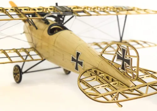 Vista 5 de Viloga Rompecabezas de madera 3D de avión de albatros D.III, kit de modelo de biplano de madera de balsa cortado con láser, rompecabezas de madera
