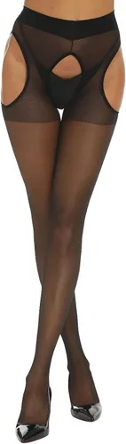 Vista 4 de Yilanmy Pantimedias con tirantes para mujer, medias de liguero transparentes