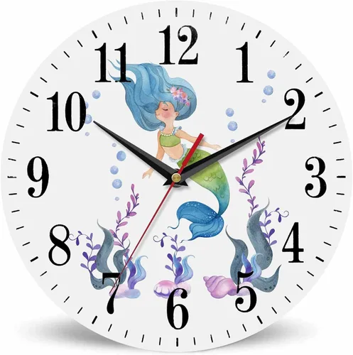 Vista 21 de Mxocom Reloj de pared de mariposa azul con grandes alas, mariposa volando a través del cielo estrellado, reloj silencioso sin tictac de 10 pulgadas