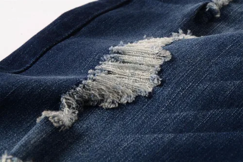 Vista 5 de ZLZ Jeans rasgados y desgastados para hombre, corte delgado, diseño de moda para hombre, pantalones de mezclilla destruidos, ajuste elástico