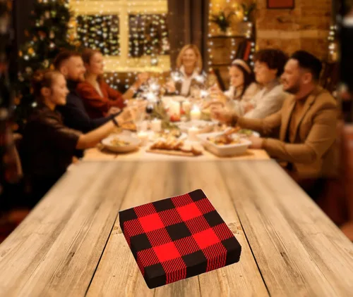 Vista 5 de Iconikal Servilletas de papel desechables a cuadros de búfalo para fiestas, tamaño cena, rojo y negro