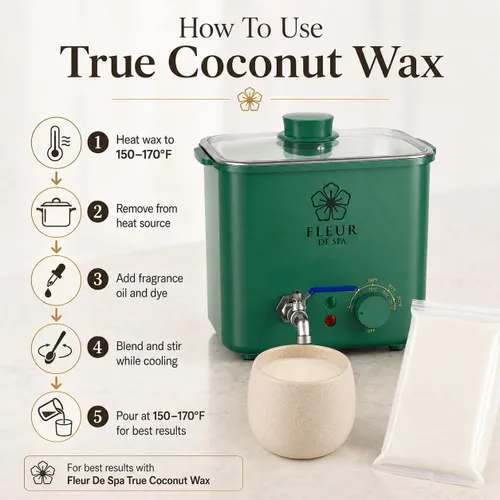 Vista 5 de True Coconut Candle Making Wax, barra de 1 libra, fabricada en Estados Unidos