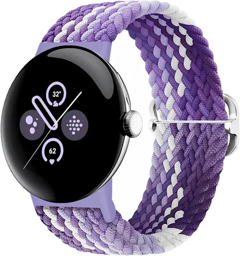 Vista 63 de Correas trenzadas Solo Loop compatibles con Google Pixel Watch 4, 3, 2, 1 de 1.61 pulgadas/1.77 pulgadas, correas elásticas ajustables de nailon