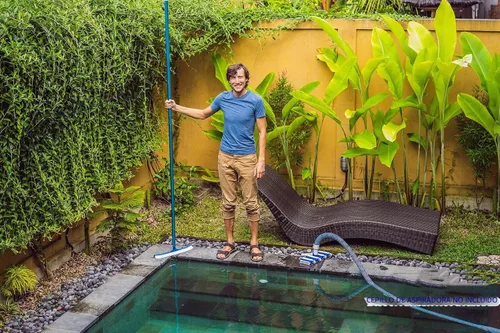 Vista 4 de POOLWHALE Poste telescópico de aluminio anodizado azul para piscina de 12