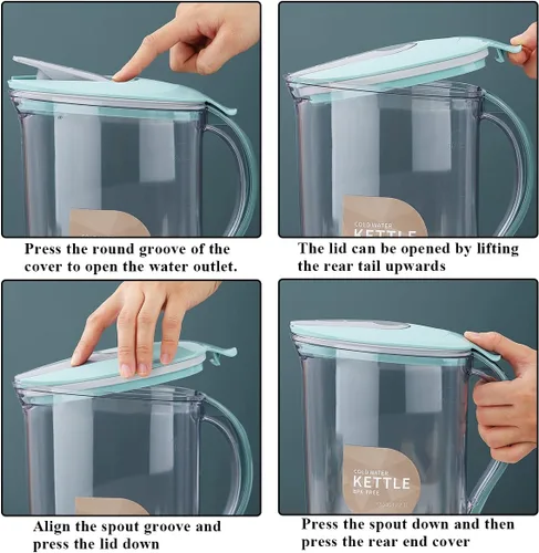 Vista 3 de Berglander Jarra de agua para puerta de refrigerador con tapa, perfecta para hacer té, jugo y bebidas frías, jarra de agua de 71 onzas hecha de PET