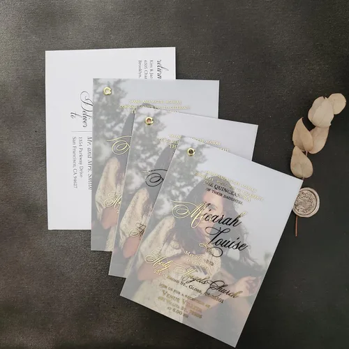 Vista 3 de Invitación de quinceañera de lujo, juego de 10 dulces fiestas de cumpleaños número 15, invitaciones de quinceañera con lámina dorada y foto
