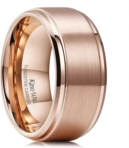 Vista 32 de King Will Anillo de Boda Clásico de Tungsteno para Hombre, Anillos de 6/7/8/9/10mm de Ancho, Acabado Pulido, Borde de Escalón Mate, Ajuste Cómodo