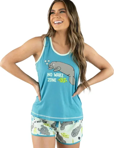 Vista 19 de Lazy One - Pijamas a juego para mujer, lindo conjunto de shorts y camiseta sin mangas, pijamas de verano Oso en Am