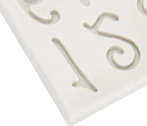 Vista 8 de Alfabeto de silicona número 0-9 3D en relieve Fondant Chocolate Mold Alfabetos Letra Pastel Hornear DIY Silicona Cumpleaños Pastel Decoración Arte