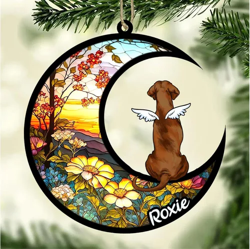 Vista 453 de LOVELYPOD Adorno de Navidad personalizado para perro Basset Hound (marrón) Basset Hound (marrón) adorno para atrapasoles de perro, razas de perros